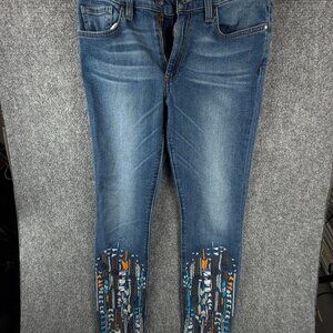 Miss Me Vintage Embroidered Skinny 29 Blue Denim Native American Jeans ** Adult